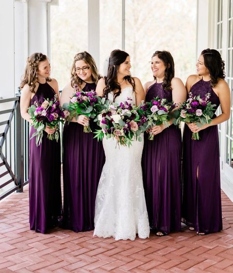 Emerald Green And Purple Bridesmaid Dresses, Royal Purple Bridesmaid Dresses Long, Dark Purple Bridesmaids Dresses, Deep Purple Bridesmaid Dresses Long, Dark Purple Wedding Dress Bridesmaids, Purple And Gold Wedding Theme Bridesmaid, Midnight Purple Bridesmaid Dresses, Different Shades Of Purple Bridesmaids, Black And Purple Bridesmaid Dresses