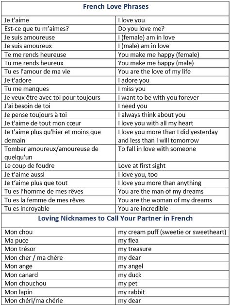 How to Say I Love You in French. French Love Phrases. Loving Nicknames to Call Your Partner in French. - learn French,vocabulary,communication,french French Love Phrases, How To Say I Love You, अंग्रेजी व्याकरण, French Words Quotes, Useful French Phrases, French Basics, French Love, French Flashcards, Basic French Words