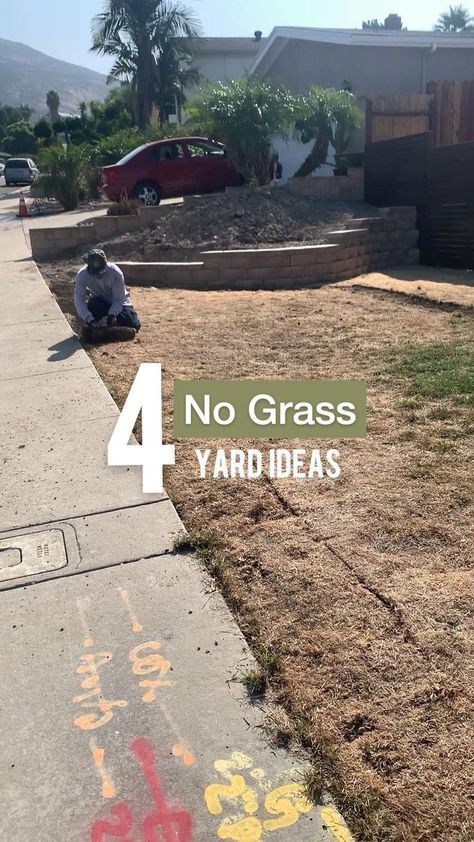 4 No Grass Yard Ideas! There are so many alternatives to the basic front yard lawn. | Front yard, Front yard landscaping design, No grass yard Grass Yard Ideas, No Grass Yard, No Grass Backyard, Small Backyard Ideas, Grasses Landscaping, Lawn And Landscape, Diy Backyard Landscaping, Backyard Diy Projects, Home Landscaping