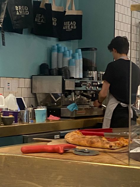 Coffee / barista / aesthetic / coffee shop Guy In Coffee Shop Aesthetic, Barista Aesthetic Boy, Work In A Coffee Shop Aesthetic, Part Time Job Aesthetic Cafe, Barista Working, Cafe Blinds, Starbucks Barista, Too Close For Comfort, Coffee Barista