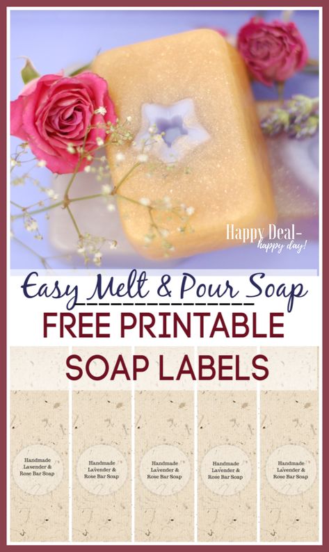 Easy Melt And Pour Soap Recipes Using Essential Oils with Free Printable Soap Labels! Learn how to make this beautiful soap - its easier than you think! Make 12 bars in about an hour! #easysoapmaking #lyefreesoap #meltandpoursoap #easymeltandpoursoap #essentialoils #meltandpoursoapusingessentialoils Melt And Pour Soap Recipes, Melt And Pour Soap, Rose Lavender, Soap Labels, Melt And Pour, Using Essential Oils, Homemade Beauty, Lavender Soap, Unique Gifts For Men