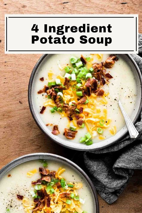 4 Ingredient Potato Soup, Crockpot Potato, Soup Crockpot, Potato Soup Easy, Creamy Potato Soup, Pureed Soup, Potato Puree, Delicious Soup Recipes, Potato Soup Recipe