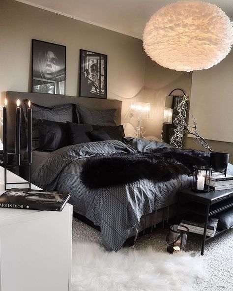 INTERIORS 🇬🇧 HOME DECOR IDEAS on Instagram: “Bedroom with black bed is absolutely stunning 🌟🌟🌟🌟 ~ ~ ~ 📸 by: @zeynepshome ~ ~. . #bed #bedroom #bedroomdecor #bedroomideas #bedroominspo…” Matter Bedroom Ideas, Romantic Dark Bedroom Ideas Bohemian, Master Bedrooms Black, Romantic Bedroom Decor Cozy, Bedroom Window Decor Ideas, Black And Brown Bedroom Ideas, Canopy Bedroom Ideas, Bedroom Inspirations Master Cozy, Cozy Glam Bedroom