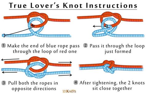 Tie a true lovers knot, step by step instruction with pictures. True Lovers Knot, Indian Love, Lovers Knot, Knot Decor, Love Knots, Survival Knots, Love Affection, Decorative Knots, Knot Tattoo