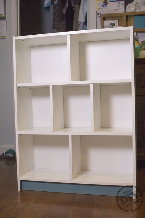 BILLY Bookcase DIY Dollhouse - IKEA Hack - The DIY Village Ikea Billy Bookcase Dollhouse, Diy Cube Shelf Dollhouse, Diy Dollhouse With Storage, Dollhouse From Bookcase, Cabinet Dollhouse Diy, Cube Shelf Doll House Diy, Dollhouse Ikea Hack, Cube Shelf Doll House, Ikea Hack Dollhouse