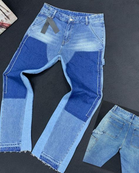 Luxury Recycled Denim Cargo Jeans For Streetwear, Men's Luxury Cargo Jeans, Diy Clothes Jeans, Male Jeans, Mid-rise Rigid Denim Pants For Streetwear, Denim Diy Clothes, Clothes Jeans, Male Clothing, Fashion Shirts