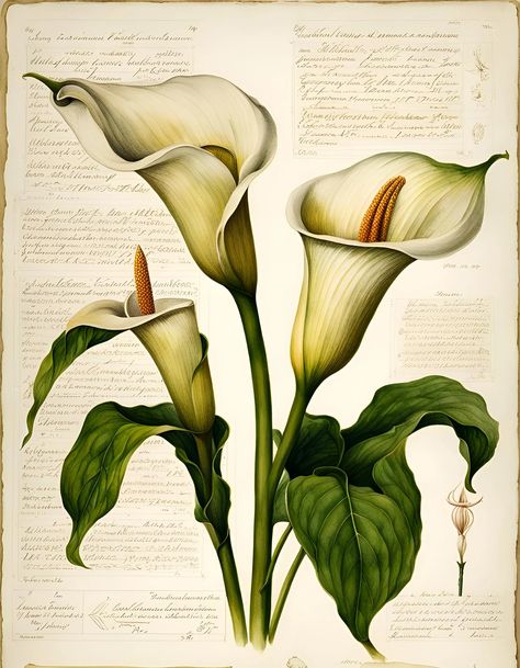 Botanicals: Calla Lily. Digital Downloads for Cards Puzzles - Etsy Botanical Drawing, Scrapbooking Journal, Cricut Wedding, Illustration Botanique, Vintage Botanical Prints, Botanical Drawings, Vintage Botanical, Printable Designs, Calla Lily