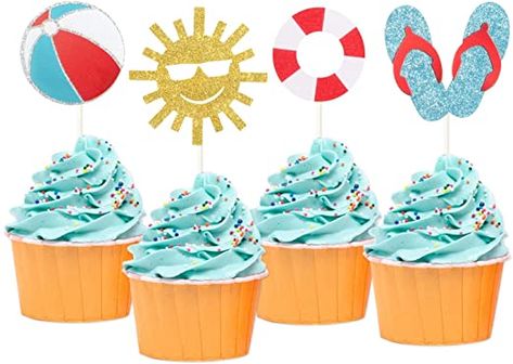 Amazon.com: 24Pcs Glitter Summer Beach Cupcake Toppers Pool Party Cupcake Picks For Hawaiian Theme Birthday Wedding Party Baby Shower Summer Luau Party Decoration Supplies : Toys & Games Hawaiian Theme Birthday, Summer Luau Party, Baby Shower Summer, Beach Cupcakes, Luau Party Decorations, Hawaiian Birthday, Hawaiian Theme, Cupcake Picks, Third Birthday