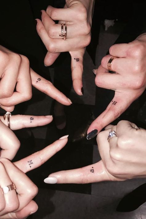 Small Friendship Tattoos, Group Tattoos, Small Rib Tattoos, Small Foot Tattoos, Tiny Finger Tattoos, Matching Friend Tattoos, Small Tattoo Placement, Tiny Tattoos For Women, 16 Tattoo