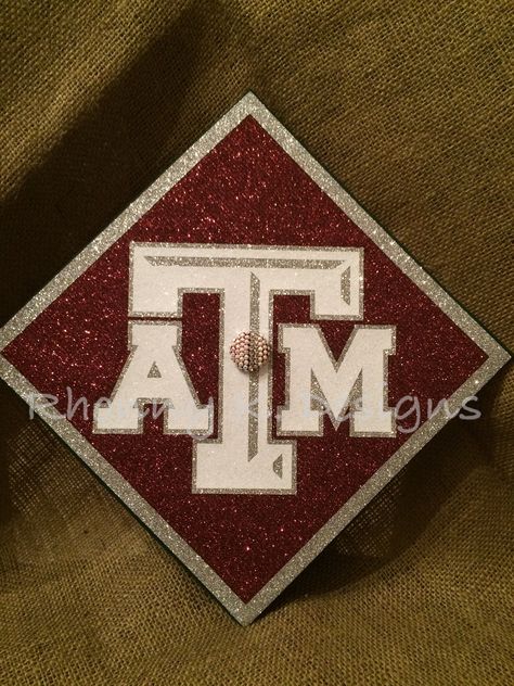 Texas A&M custom decorated Mortarboard by Rhonny K. Designs. Mortarboard, graduation cap, bling, Swarovski, Aggies, A & M Rhonnyk.com Facebook: Rhonny K. Designs Tamu Graduation, Herff Jones, A M Logo, High School Graduation Party Decorations, Graduation Cap Decoration Diy, College Graduation Cap Decoration, Grad Cap Designs, Diy Graduation Cap, Graduation Cap Designs