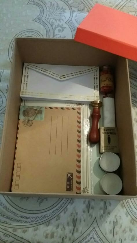 Got a new box today for my letter stuff Box Of Letters Aesthetic, Box Of Love Letters, Memory Box Aesthetic, Letter Writing Kit, Personal Project Ideas, Letters Aesthetic, Letter Collection, Letter Organizer, Memories Box