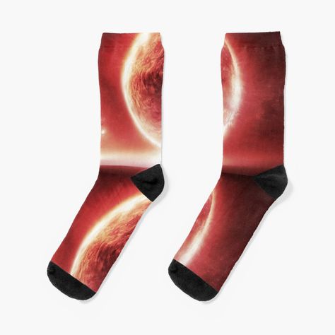 Get my art printed on awesome products. Support me at Redbubble #RBandME: https://www.redbubble.com/i/socks/An-unearthly-moon-and-planet-on-steampunk-galaxy-by-TMArtistic/137797360.9HZ1B?asc=u Galaxy Socks, Space Socks, Designer Socks, Socks For Sale, Crew Socks, Science Poster, Stranger Things Fanart, Planets, My Art