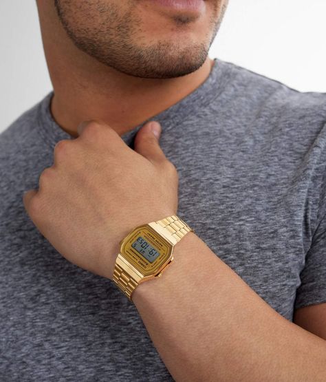 Casio A168WG Vintage Watch - Men's Watches in Gold | Buckle Casio Vintage Watch Men, Casio Vintage Watch Men Outfit, Buckle Store, Casio Vintage Watch, Copper Chain Necklace, Watch Digital, Casio Vintage, Nixon Watch, Mens Rings Fashion