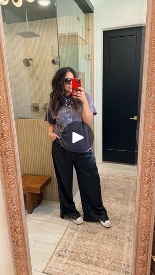 380K views · 14K reactions | Satin Pants + Band Tee 😮‍💨

The last time I wore satin pants I dressed them up in NYC with a tank and blazer, showing you another dressed down style with them!  This pants comes in blue & pink, and the price is 👏🏼👏🏼

Comment “link” and I’ll message you all my outfit deets with codes! Or you can always shop all my looks through the first link on my bio 

#midsizefashion #midsizestyle #satinpants #dresseddown | Stephanie Joplin | Crazy Town · Butterfly Crazy Town Butterfly, Satin Pants Outfit Casual, Mid Size Fashion, Midsize Style, Satin Pants, My Outfit, The Last Time, Band Tees, Dressed Down