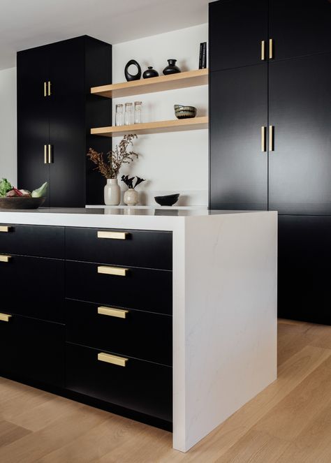 Unlaquered Brass, Kitchen Colour, Matte Black Kitchen, Master Kitchen, New Kitchen Designs, Black Kitchen Cabinets, Cabinet Black, All White Kitchen, Kitchen Inspiration Design