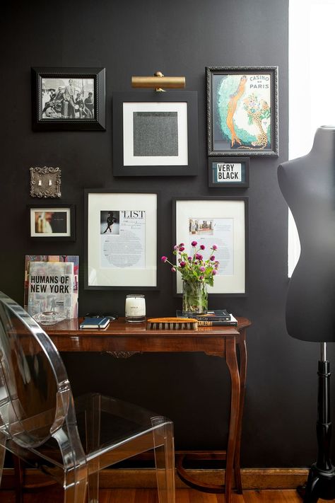 Desk And Mirror, Art Above Desk, Harlem Apartment, Ceiling Curtains, Humans Of New York, Diy Apartment Decor, Tiny Apartment, Outside Living, Closet Designs