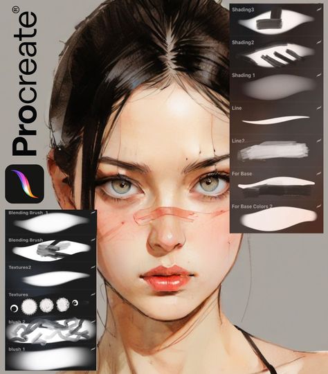 Top Procreate Brushes: Free and Premium Selections on Gumroad Rendering Skin, Face Rendering, Vrchat Avatar, Skin Palette, Free Procreate Brushes, Best Procreate Brushes, Shading Brush, Skin Paint, Sketching Tools