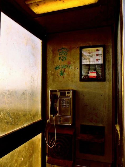 Inside a telephone box. #chron Telephone Box Photoshoot, Telephone Box Aesthetic, Nostalgia Photoshoot, Orange Phone, Telephone Box, Telephone Booth, Phone Box, Vintage Phones, 80s Aesthetic