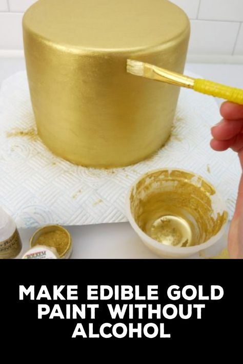 How to Make Edible Gold Paint Without Alcohol How To Make Edible Paint, How To Make Edible Gold Paint, Edible Paint For Cakes, Gold Edible Paint, Edible Gold Paint, Edible Gold Dust, How To Color Fondant, Gold Food Coloring, Edible Gold Glitter