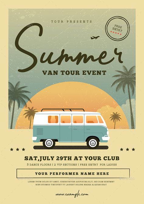 Summer Event Design, Summer Graphic Design Poster, Festival Flyer Design Inspiration, Summer Festival Design, Summer Event Poster, Summer Design Poster, Summer Poster Ideas, Creative Flyer Design Ideas Graphics, Vintage Flyer Design