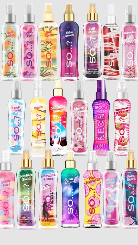 #so sprays So Sprays, So Perfume, So Body Mist, So Spray, Preppy Christmas List, Scent Combos, Mist Perfume, Birthday Presents For Friends, Bday Wishlist