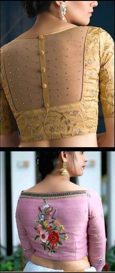 Saree Blouse Patterns Latest, Latest Blouse Back Designs, Golden Blouse Designs, Blouse Designs Saree, Netted Blouse Designs, Blouse Back Neck, Blouse Designs High Neck, Blouse Designs Catalogue, Saree Blouse Neck Designs