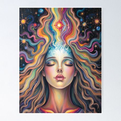 Get my art printed on awesome products. Support me at Redbubble #RBandME: https://www.redbubble.com/i/poster/Mind-Open-Spiritual-Awakening-Goddess-Acrylic-Painting-by-Arwen-Art/165502775.LVTDI?asc=u Goddess Acrylic Painting, Spiritual Paintings, Painting Poster, Open Minded, Spiritual Awakening, Sale Poster, My Art, Awesome Products, Acrylic Painting