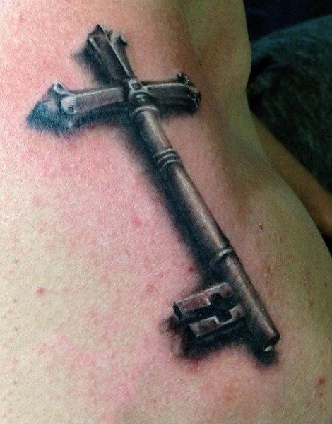 Traditional 3d Realistic Mens Key Tattoos Crossed Keys Tattoo, Lock Key Tattoos, Wrist Hand Tattoo, Skeleton Key Tattoo, Key Tattoo Designs, Tattoos Masculinas, Chris Garver, Key Tattoos, Key Tattoo