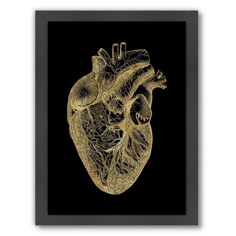 Americanflat "Anatomical Heart" Framed Wall Art by Amy Brinkman, Black Heart Anatomical, Black Home Decor, Black Poster, Wassily Kandinsky Paintings, Vertical Wall Art, Black Framed Wall Art, Black Wall Art, Anatomical Heart, Leonid Afremov Paintings