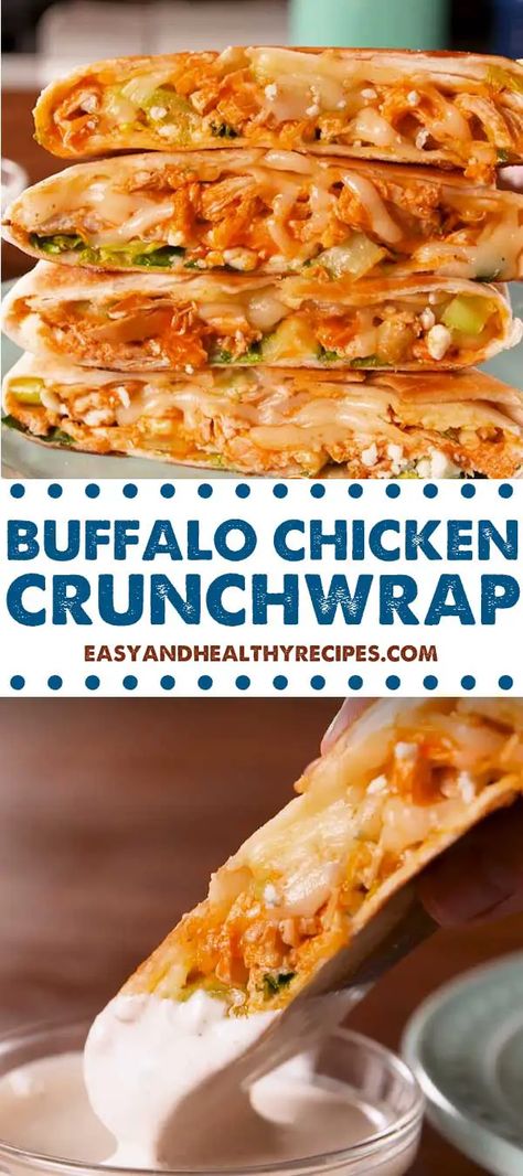 Buffalo Chicken Crunchwrap – By the Recipes Buffalo Chicken Crunchwrap, Chicken Crunchwrap, Buffalo Chicken Wrap, Buffalo Chicken Wraps, Chicken Wrap, Buffalo Chicken Wings, Quesadillas, Buffalo Chicken, Shredded Chicken