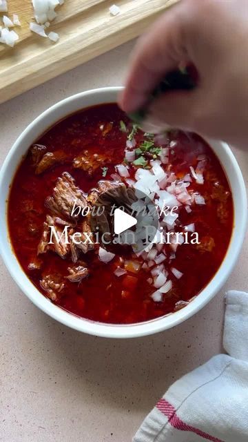 WTF TO COOK! on Instagram: "Monday night dinner idea 💡 try this traditional Mexican dish tonight! 

Posted @withregram • @casaferrel_llc Birria is a traditional Mexican dish originating from Jalisco, known for its rich and flavorful taste. Made with slow-cooked meat, spices, and chilies, birria is often served with tortillas, onion, cilantro, and consommé for dipping. The dish is popular at celebrations and special occasions in Mexico and has gained popularity in the US, with many variations like birria tacos and birria ramen.

🌶️🥩🌮 Try making birria at home with this recipe:
Ingredients:
- 3 lbs beef or goat meat
- 4 dried guajillo chilies
- 2 dried ancho chilies
- 2 Roma Tomatoes 🍅 
- 1 onion, chopped
- 4 garlic cloves
- 1 tbsp cumin
- 1 tbsp oregano
- 1 tbsp vinegar
- 1 cinnamon st Birria Recipe Mexican Crockpot Easy, Authentic Birria Recipe, Birria Recipe Mexican, Mexican Birria Recipe, Consomme Recipe, Monday Night Dinner, Birria Ramen, Birria Recipe, Cook Meat