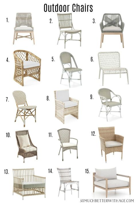 Favourite Outdoor Patio Furniture | So Much Better with Age | We love entertaining on our patio during the summer. On the blog, I’ve put together a huge list of my favourite outdoor patio furniture including similar table and chairs that I have for our back patio. #outdoorliving #patio Metal Outdoor Table, Patio Furniture Makeover, Outdoor Patio Table, Modern Patio Furniture, Wicker Dining Chairs, Outdoor Tables And Chairs, Best Outdoor Furniture, Garden Table And Chairs, Outdoor Furniture Design