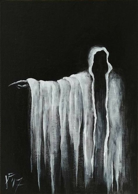 Gambar Halloween, Scary Paintings, Art Sinistre, Creepy Paintings, Dark Paintings, Scary Ghost Pictures, Arte Peculiar, Black Paper Drawing, Kunst Inspiration