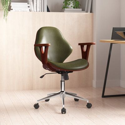 Mid Century Office Ideas, Cool Desk Chairs, Living Room Designs India, Modern Desk Chair, Mid Century Office Chair, Drafting Chair, Office Chair Design, Chair Wood, Work Chair