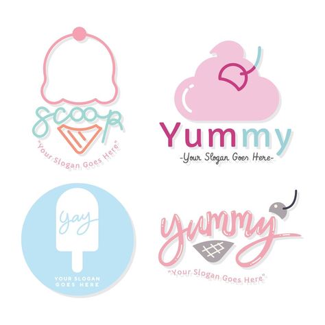 Cute Ice Cream Shop, Ice Cream Shop Logo, Dessert Logo, Ice Cream Logo, Sweet Logo, Ice Cream Place, Ice Cream Business, Frozen Yogurt Shop, Cake Logo Design