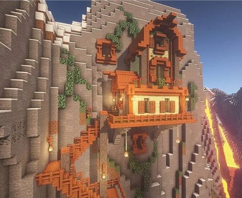 Esta super esta idea la recomiendo ;> Houses Cottagecore, Minecraft Hus, Minecraft Mountain House, Mansion Minecraft, Minecraft Mountain, Minecraft Underground, Case Minecraft, Minecraft Decoration, Minecraft Houses Survival