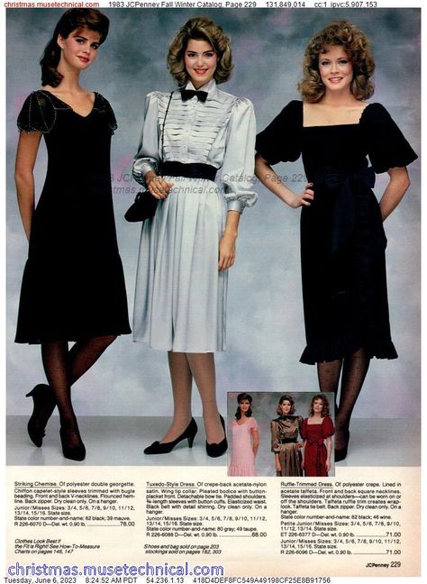 80s Inspired Fashion, 1980 Dress, Vintage Fashion 1980s, 1970s Fashion Women, 1980 Fashion, Vintage Catalog, Fashion 1980s, Fashion Decades, 80s Prom Dress