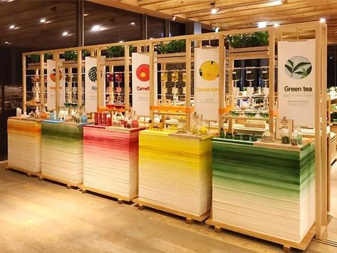 Event Food Stations, Jeju House, Identity Graphic Design, Appetizer Salad, Trade Show Design, Event Booth, Pop Up Market, Stall Designs, Candle Store