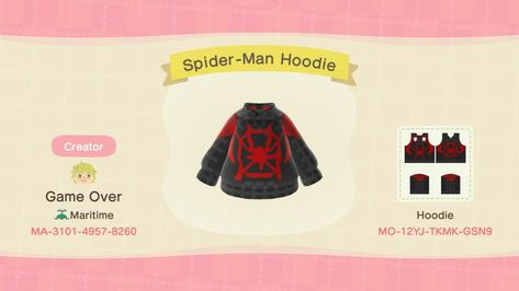 Game LOver on Twitter: "Happy Bug-Off day! I made some friendly neighborhood Spider-Man hoodies. #SpiderMan #AnimalCrossing #ACNH #NintendoSwitch https://t.co/dG0572zUdD" / Twitter Spider Man Animal Crossing, Acnh Spiderman, Animal Crossing Spiderman, Spiderman Phone Case, Spiderman Hoodie, Acnh Design, Acnh Inspo, Sketchbook Art, Sketchbook Art Inspiration