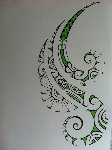 green polynesian tattoo drawing Surfing Tattoo, Tongan Tattoo, Maori Tattoo Frau, Tattoo Frau, Polynesian Tattoos Women, Fern Tattoo, Maori Tattoos, Polynesian Tattoos, Polynesian Tattoo Designs