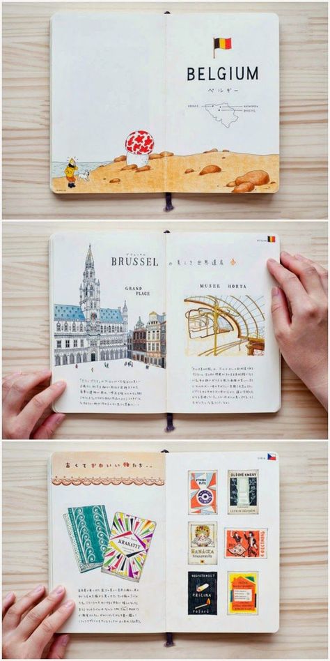 Voyage Sketchbook, Travel Guides Layout, Journal D'inspiration, Kunstjournal Inspiration, Travel Sketchbook, Buch Design, Desain Editorial, Sketch Journal, Travel Sketches