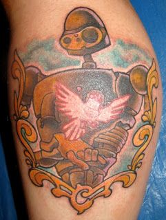 Castle in the sky statue/robots Laputa Robot, American Style Tattoo, Robot Tattoo, Studio Ghibli Tattoo, Famous Tattoo Artists, Ghibli Tattoo, Polynesian Designs, Cool Tattoos For Guys, Types Of Patterns