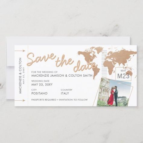 Boarding Pass Save The Date, Wedding Announcements Photos, Wedding Invitation Stationary, Map Wedding, Passport Invitations, Date Photo, Wedding Abroad, Save The Date Photos, Travel Theme