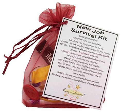 New Job Survival Kit Gift (Great novelty gift or alternative to a card) SMILE GIFTS UK http://www.amazon.co.uk/dp/6041510521/ref=cm_sw_r_pi_dp_C7bfvb00V40KC Kit Gift Ideas, New Job Survival Kit, Ways To Say Congratulations, Survival Kit Gifts, Smile Gift, Employee Appreciation Gifts, Neuer Job, New Job Gift, Good Luck Gifts