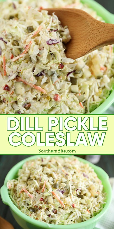 Dill Pickle Coleslaw Keto Side Dishes Easy Cold, Dill Pickle Slaw, Dill Coleslaw Recipe, Coleslaw Ideas, Fresh Dill Recipes, Coleslaw Salads, Dill Pickle Coleslaw, Dill Coleslaw, Pickle Coleslaw