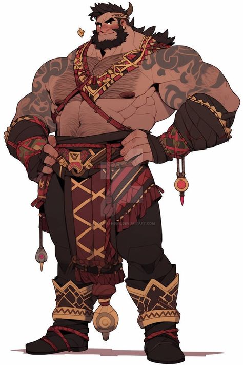 Barbarian Oc Male, Dad Bod Character Design, Dnd Barbarian Male, Hot Male Drawing, Buff Character, Buff Oc Male, Buff Man Drawing Reference, Royal Character Design, Monk Character Design