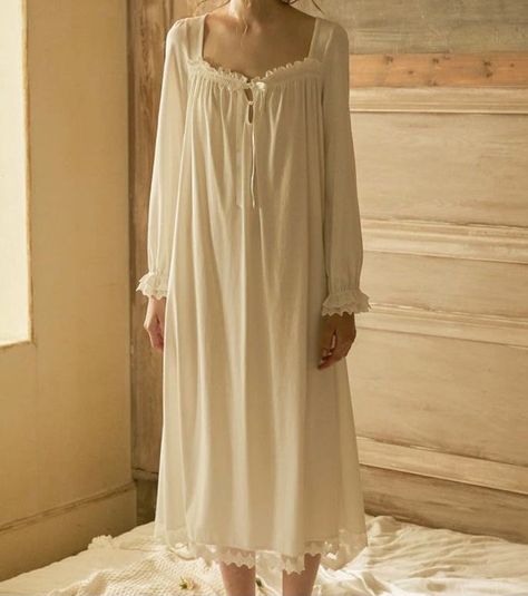 English Winter, Nightgown Dress, Cotton Nightgown, Vintage Nightgown, Open Fire, The Grim, Feminine Beauty, Women Vintage, Bed