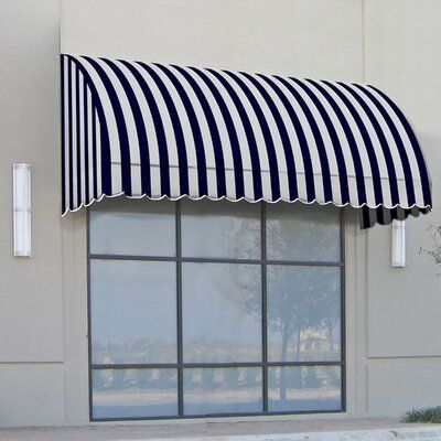 Awntech Savannah Fabric Standard Window Awning Color: Black/White, Size: 31" H x 64.5" W x 24" D Front Windows Exterior, Awning Front Door, Stripe Awning, Dome Window, Wood Awning, Door Overhang, Polycarbonate Roof Panels, Custom Awnings, Awning Window