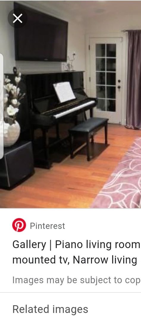 Im deciding to get a TV above my piano so searching for ideas Piano And Tv In Living Room, Tv Piano Wall, Piano With Tv Above, Piano Tv Living Room, Frame Tv Over Piano, Tv Over Piano Living Rooms, Piano As Tv Stand, Tv Above Piano Living Rooms, Piano Tv Stand