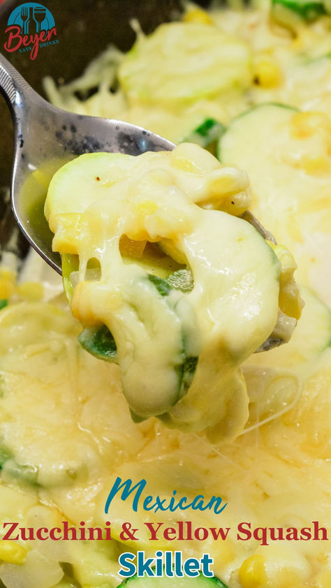 Looking for a quick, healthy, and flavorful dish? Try this Mexican Zucchini and Yellow Squash Skillet with cheese, jalapeños, and corn! It's perfect as a side or a light main dish. Ready in under 30 minutes, this one-pan recipe is easy, delicious, and packed with nutrients. Pin it now for your next meal! #SkilletMeal #Castironskillet #Zucchini #SummerSquash #gardenrecipe Mexican Style Zucchini, Mexican Squash And Zucchini Recipes, Yellow Squash Pizza, Mexican Squash Recipes, Squash And Zucchini Recipes, Mexican Squash, Recipe With Cheese, Zucchini And Yellow Squash, Mexican Zucchini